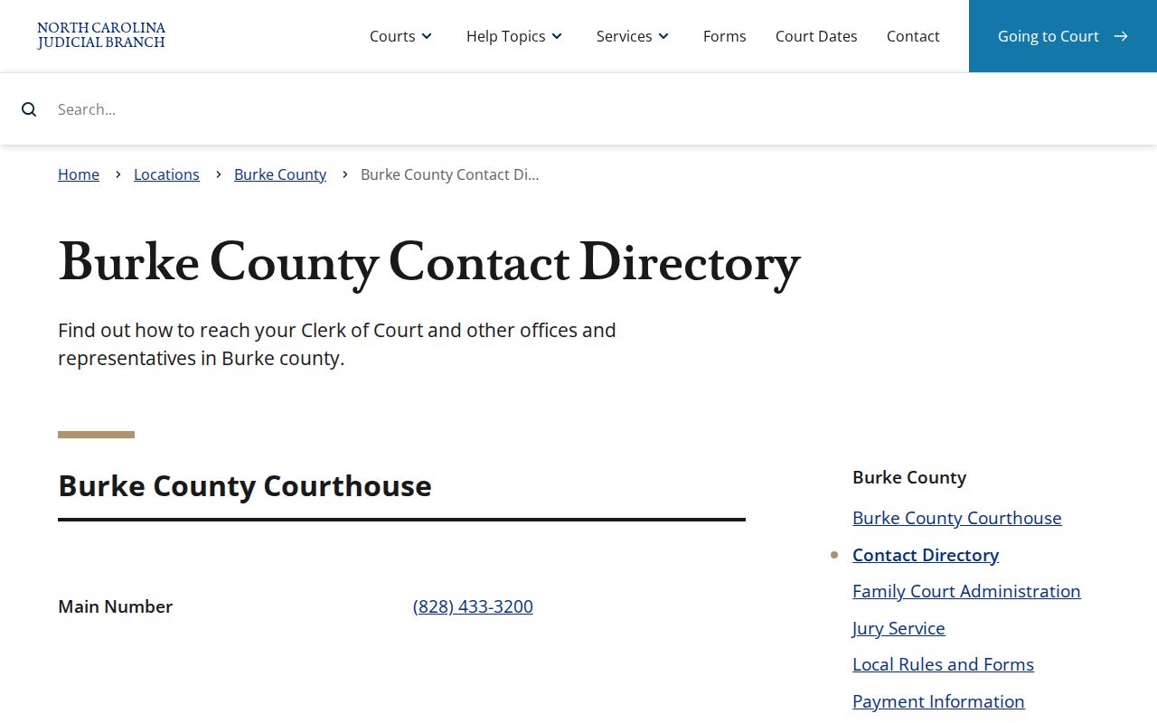 Burke County court case office directory