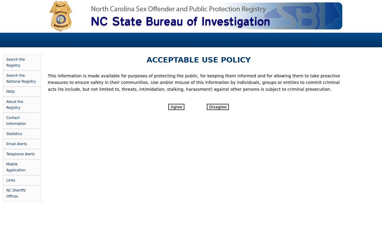 Burke County sex offender registry search page